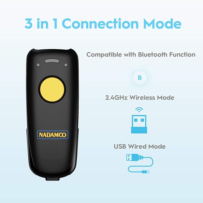 NADAMOO 2D Wireless Barcode Scanner Compatible