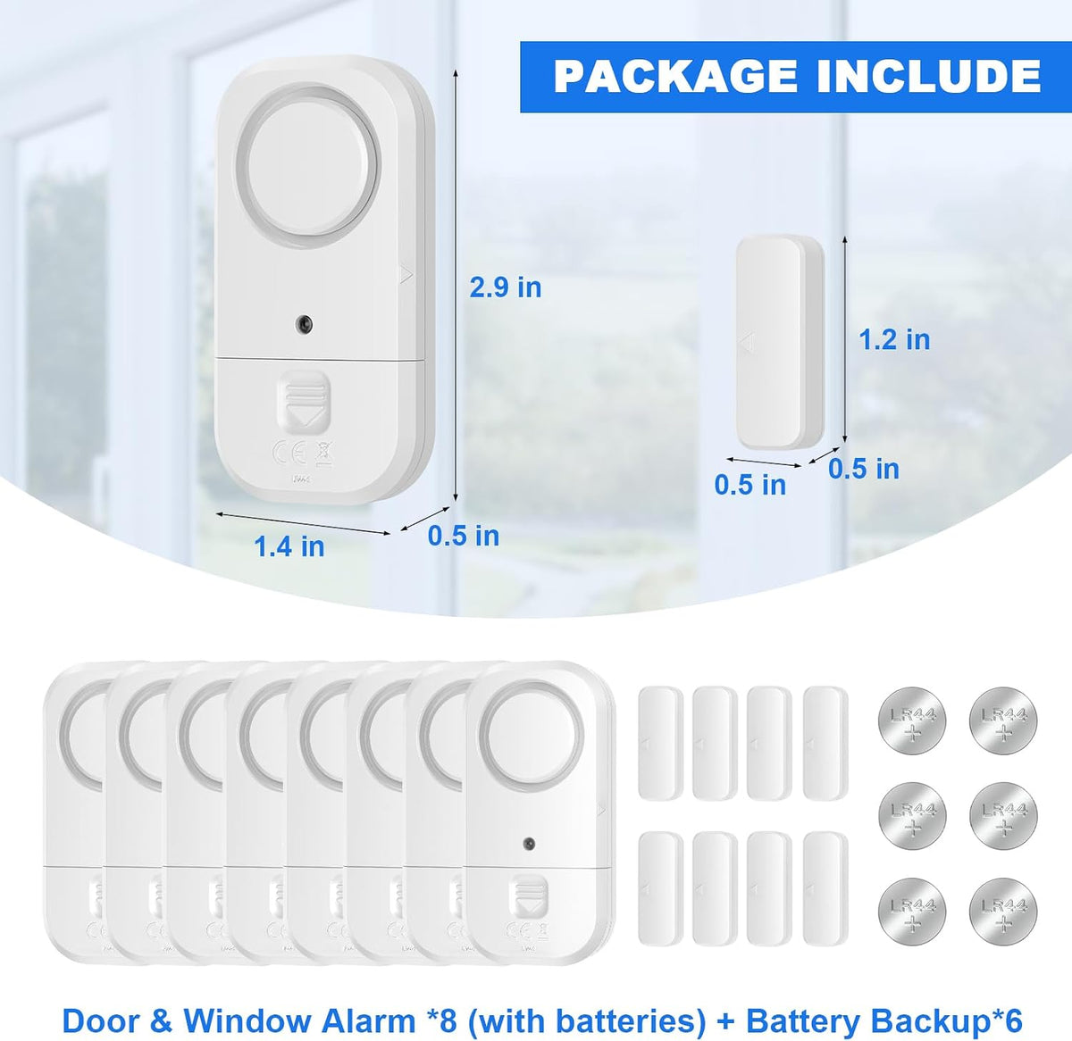 ANKOSHUN Door Window Alarm Sensors (8 Pack)