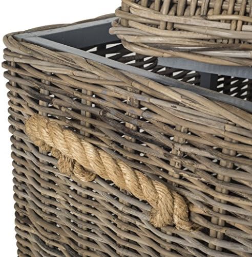 SAFAVIEH Salim Trunk Rattan Storage Cabinet, 18.7" Coastal Grey SEA7019A