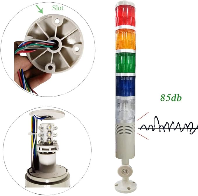 YJINGRUI 5 Stack LED Signal Tower Light, Industrial Flashing LED Warning Light