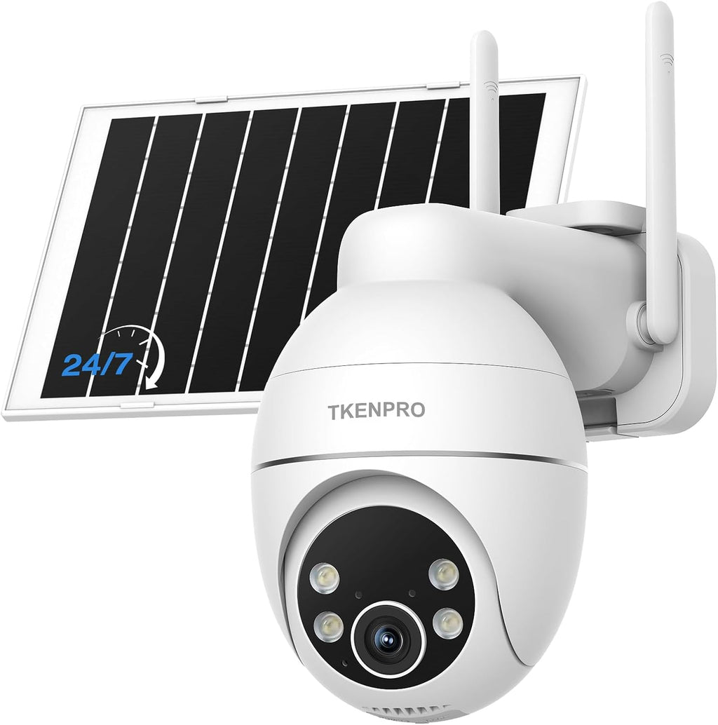 TKENPRO 2K Solar Camera Outdoor Wireless, 2.4GHz Wi-Fi Connected