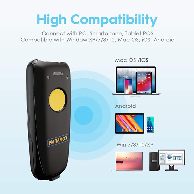 NADAMOO 2D Wireless Barcode Scanner Compatible
