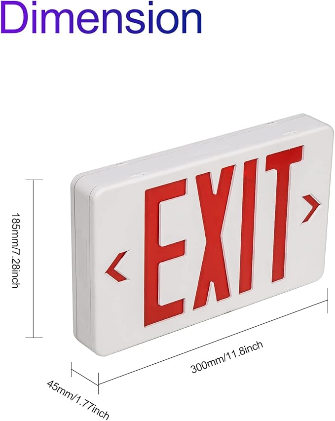 TANLUX Exit Sign with Steel Wire Guard, Wall Mounted Emergency Exit Light with