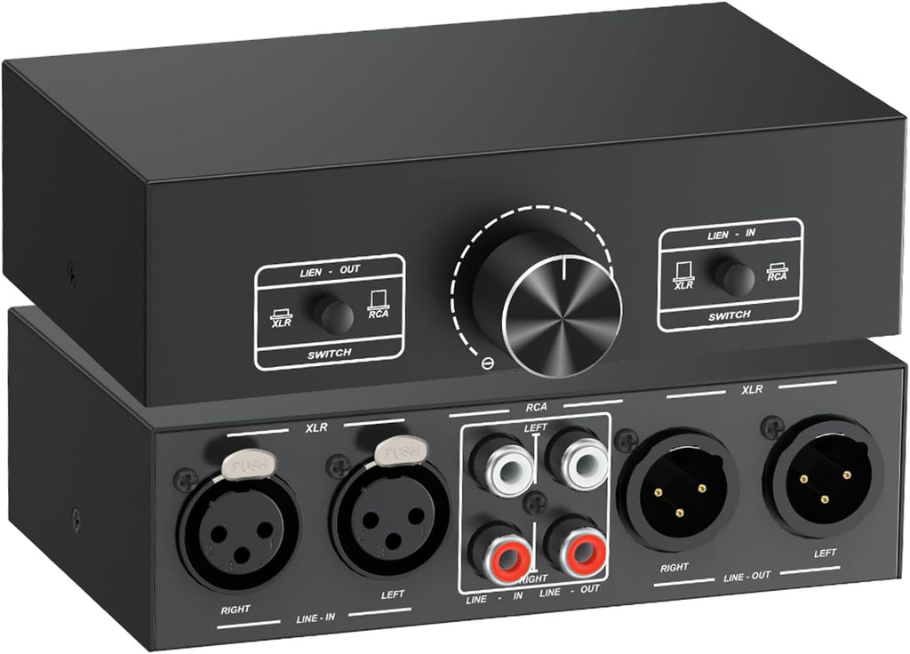 PROZOR 2-IN-2-OUT XLR Balanced/RCA Converter Audio Selector Splitter | Passive