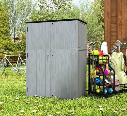 ZZM 57 Cu.ft Outdoor Storage Cabinet with One Tool Kit, Horizontal Storage Shed for Garage, Bike, Garbage Cans, Garden Accessories
