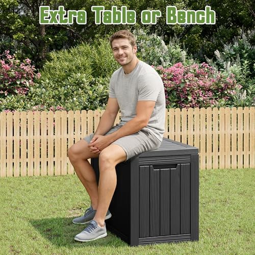 Outdoor Storage Waterproof Deck Box for Patio (50 Gallon, Black)