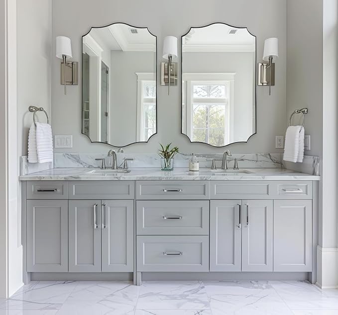 ANDY STAR 24x40 Inch Brushed Nickel Mirror, Unique Rectangle Bathroom Mirror