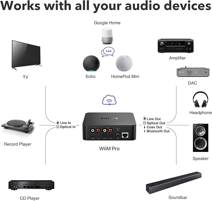 WiiM Pro AirPlay 2 Receiver, Google Cast Audio, WiFi Multiroom Streamer