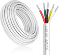 20 Gauge 5 Conductor Electrical Wire, 65.6FT White Stranded Low Voltage 20/5
