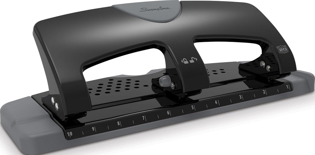 Swingline 3 Hole Punch, 20 Sheet Capacity Three Hole Puncher 3 Ring, Paper Punch, SmartTouch Low Effort, Black & Silver (74133) (Pack of 6)