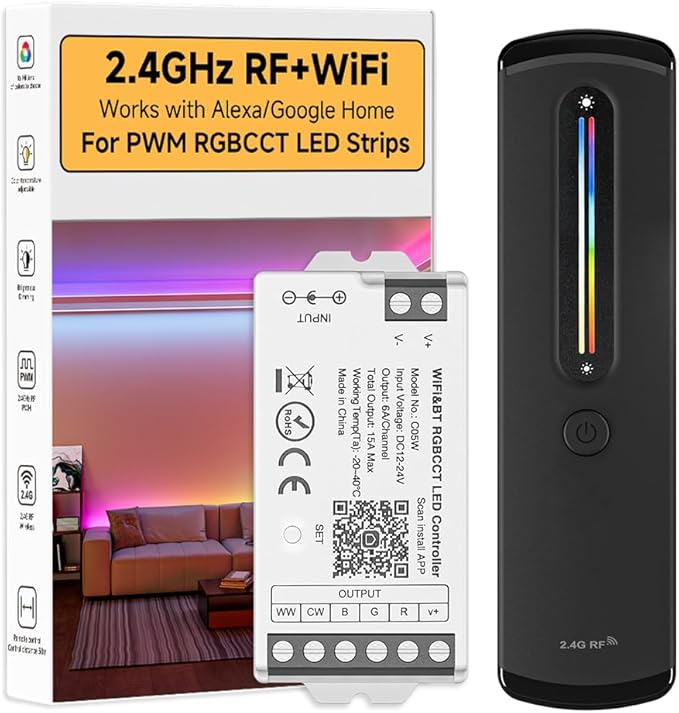 BTF-LIGHTING RF 2.4GHz Wireless Remote RC09RFB & C05W RGBWW 2.4GHz Tuya WiFi