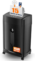 KRT Ultra-Quiet Paper Shredder 38dB, 30 Min Run Time, 15 Sheet Cross-Cut