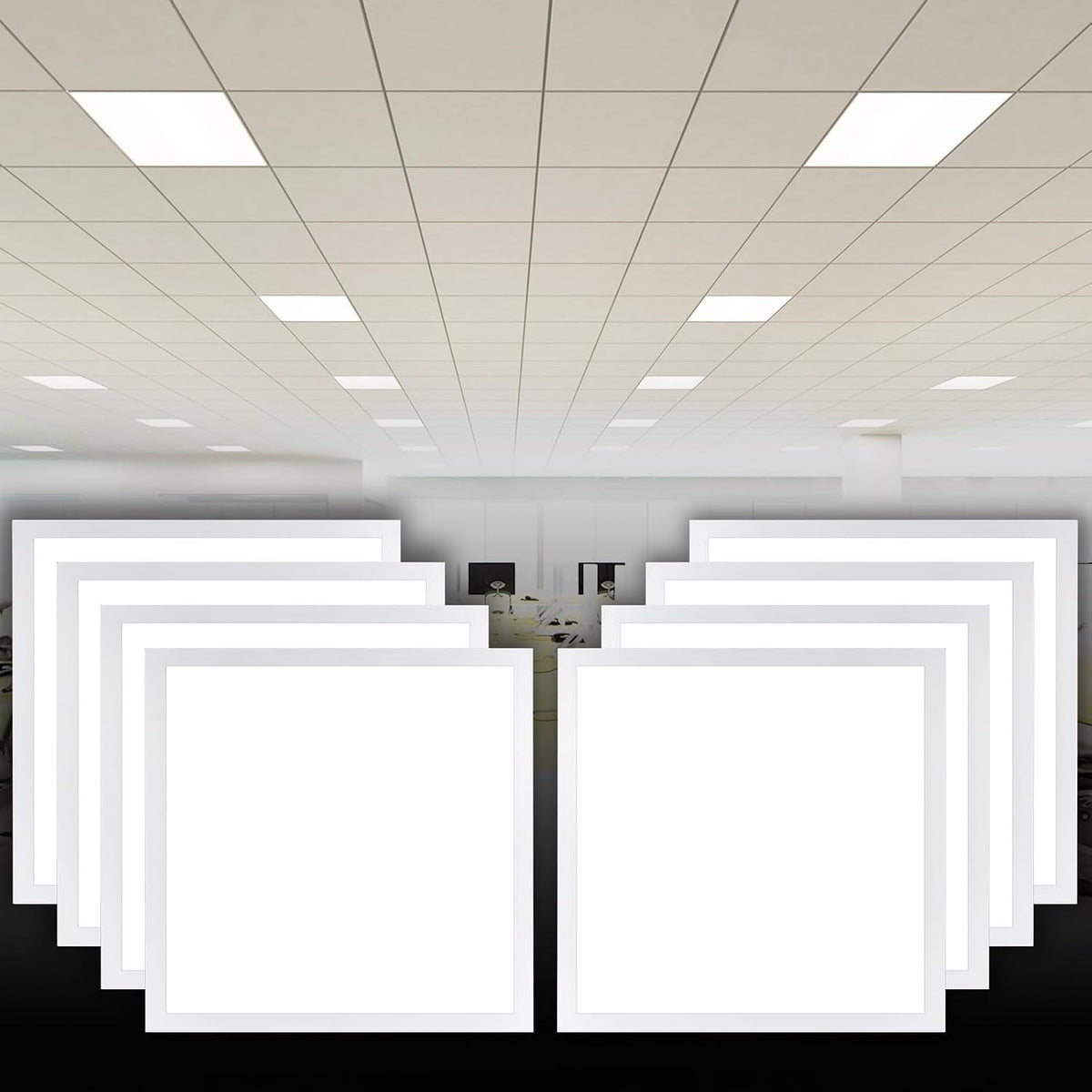 CycevSun 2x2 LED Flat Panel Light Drop Ceiling Fixture, 0-10V Dimmable (8 Pack)
