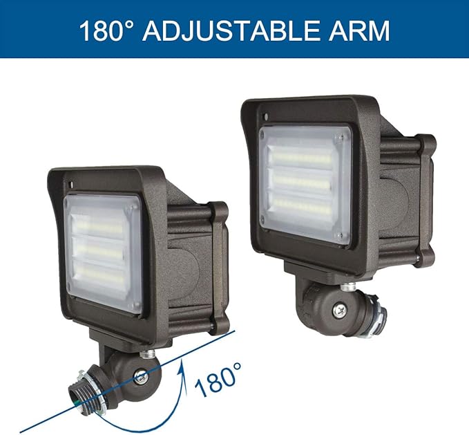 Dakason 30W LED Flood Light Outdoor, Dusk-to-Dawn Photocell 180° Adjustable (2 Pack)