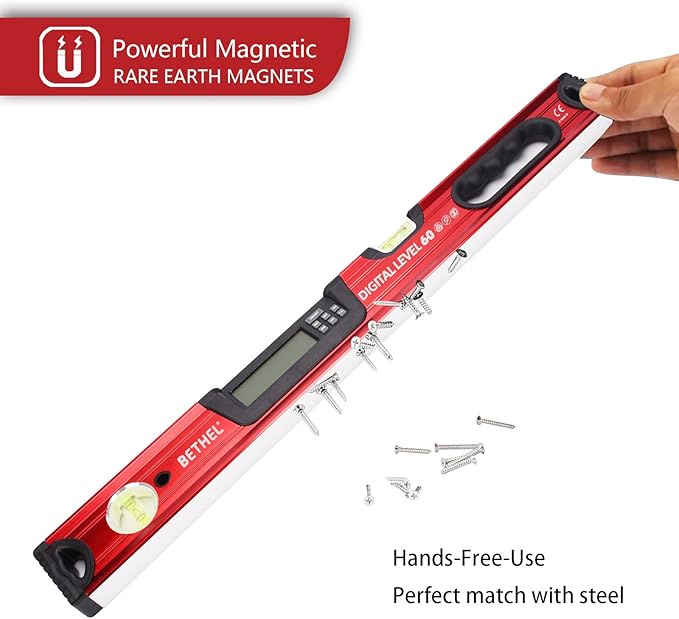 BETHEL 24 inch Digital Magnetic Level, LCD Smart Display Torpedo Level Tool