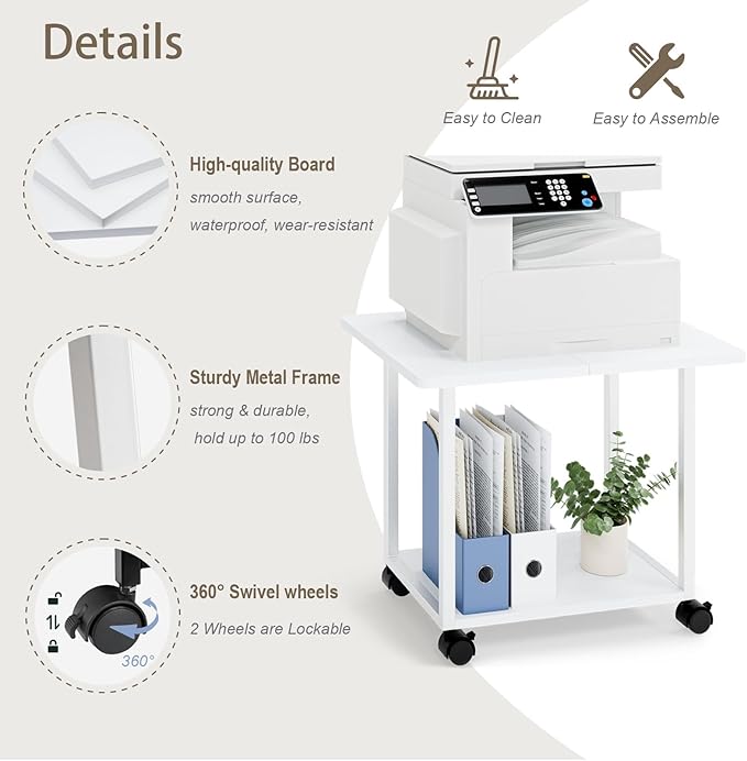 MARTY 22"x15.75" Large Under Desk Printer Stand