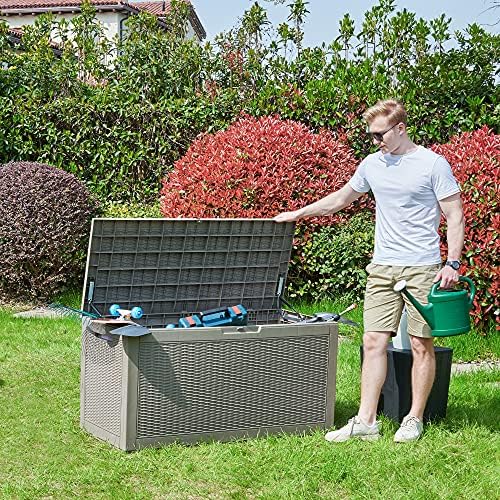 YITAHOME 100 Gallon Large Resin Deck Box Outdoor Storage Boxes for Patio