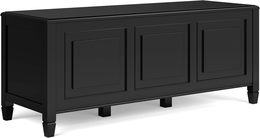 SIMPLIHOME Connaught 51" Wide Solid Wood Trunk Bench in Black