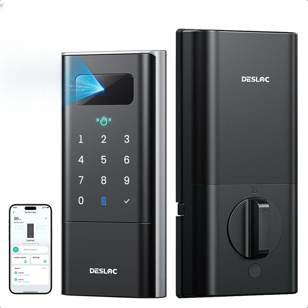 DESLOC Palm Vein Smart Lock, K140Plus Rechargeable WiFi Keypad Deadbolt
