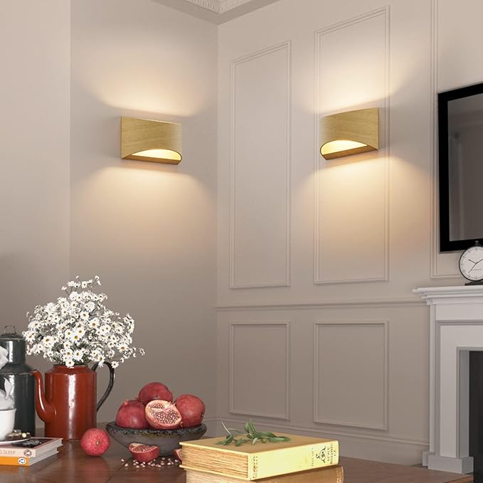 Aipsun Aluminum Modern LED Wall Sconce Hardwired Interior Wall Lights Set of 2