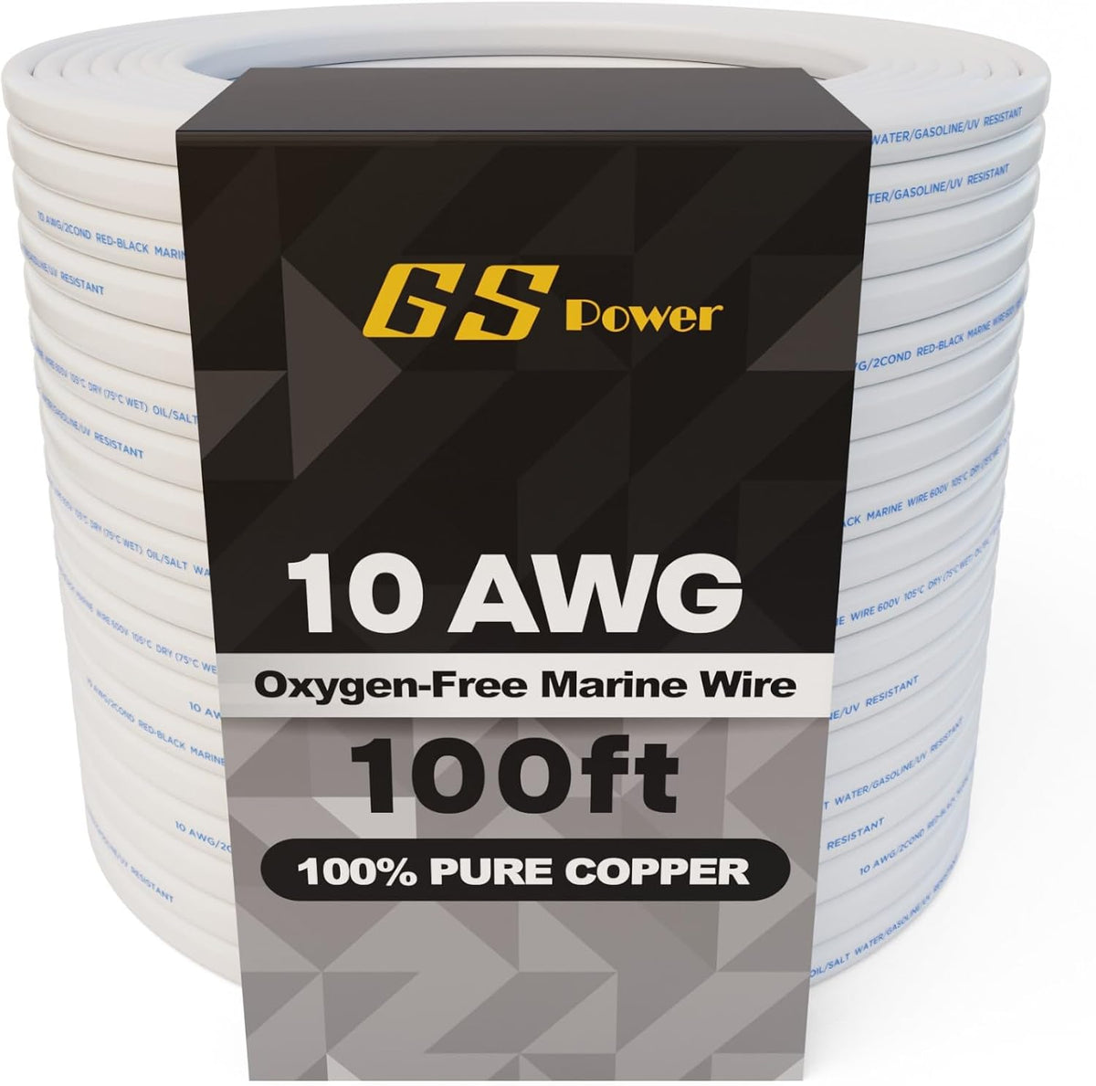GS Power 100 Ft Duplex Marine Wire, 10 Gauge Wire, Oxygen-Free Tinned Copper 10