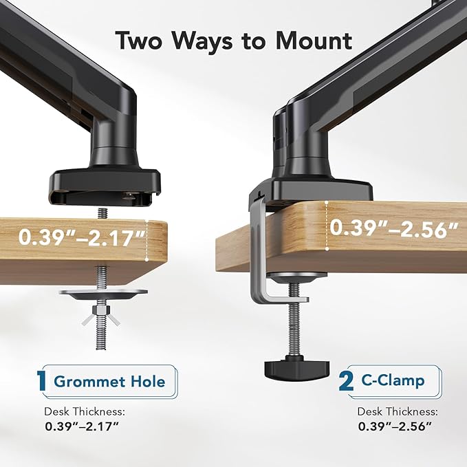 HUANUO Dual Monitor Mount for 2 Monitors up to 32 inches, Each Arm Holds Max
