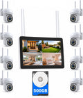 Camcamp Wireless Security Camera System with 10 Inch Monitor, 8 PTZ Cameras