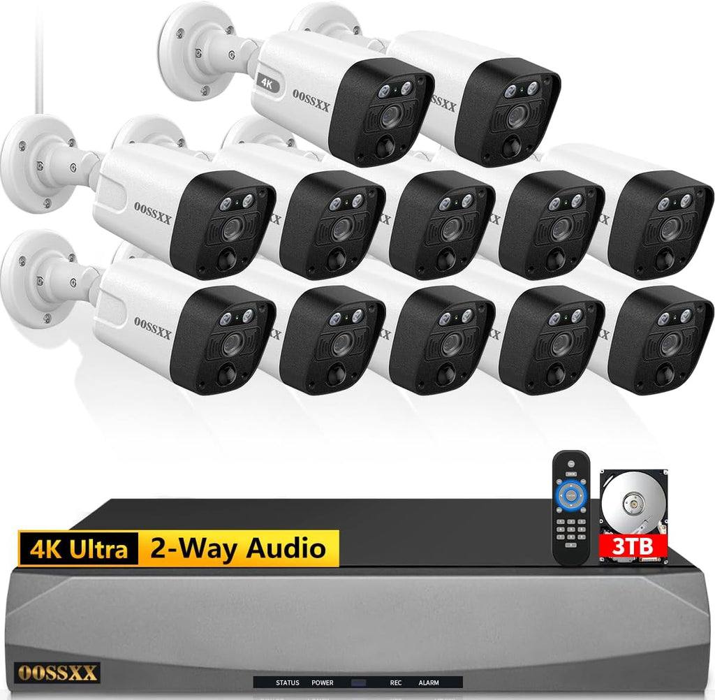 OOSSXX 2026 Update 4K PoE IP Cameras Outdoor Video Surveillance System