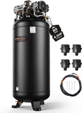 VEVOR 80 Gallon Air Compressor, 145PSI Oil Free Stationary Compressor Tank, 6.5HP 15.5SCFM@90 PSI, Quiet Compressor for Industrial Manufacturing, Workshops (220V/60Hz Single-Phase Power)
