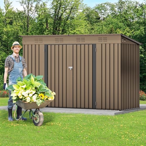 DWVO 9x4ft Large Outdoor Storage Shed with Lockable Doors & Air Vent