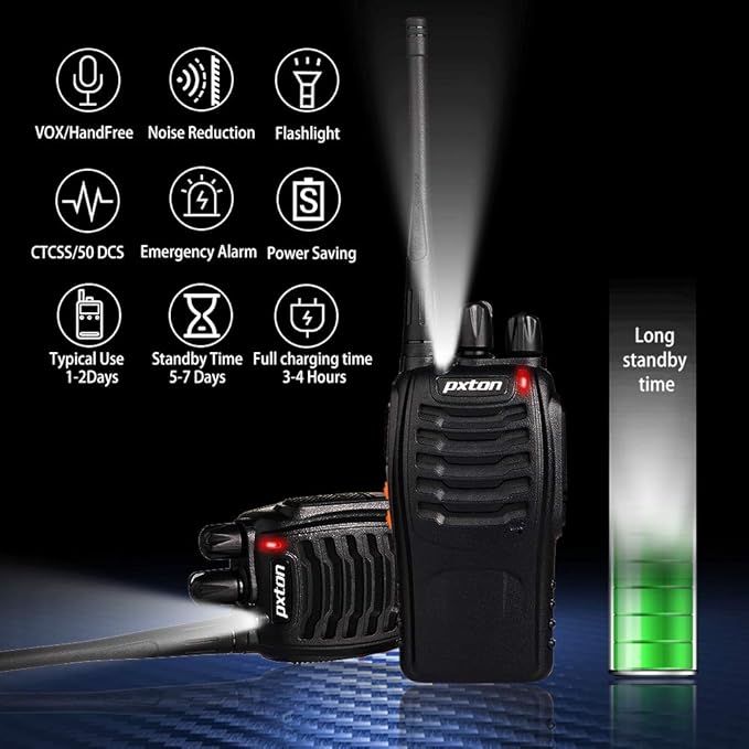 pxton Two Way Radios Long Range Walkie Talkies (6 Pack)