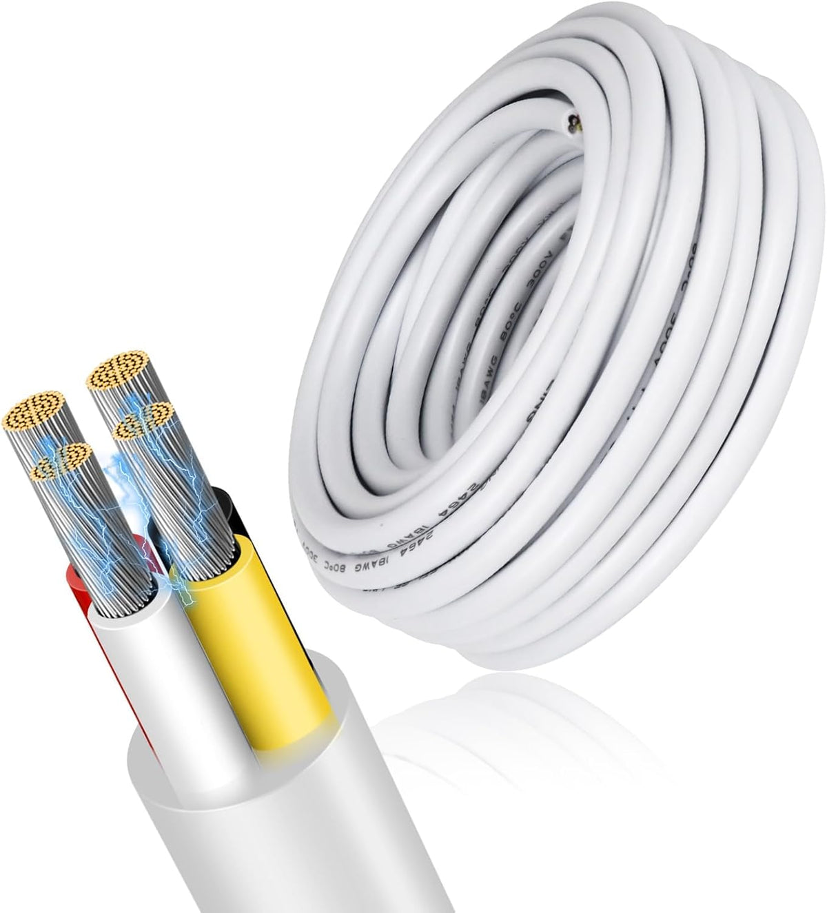 20 Gauge 4 Conductor Electrical Wire, 100FT Low Voltage 20/4 Tinned Copper