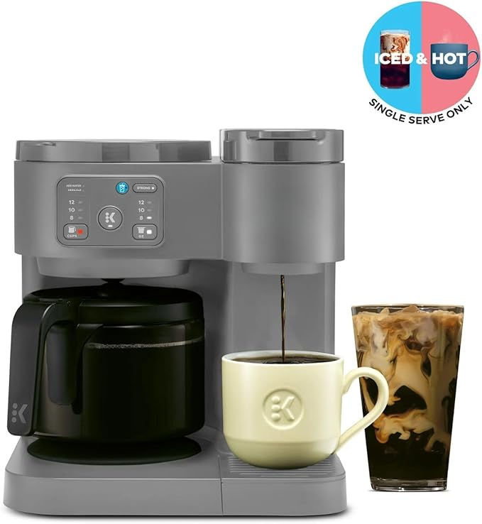 K Duo Coffee Maker for Hot and Iced Drinks, Single Serve KCup Pod Brewer and 12