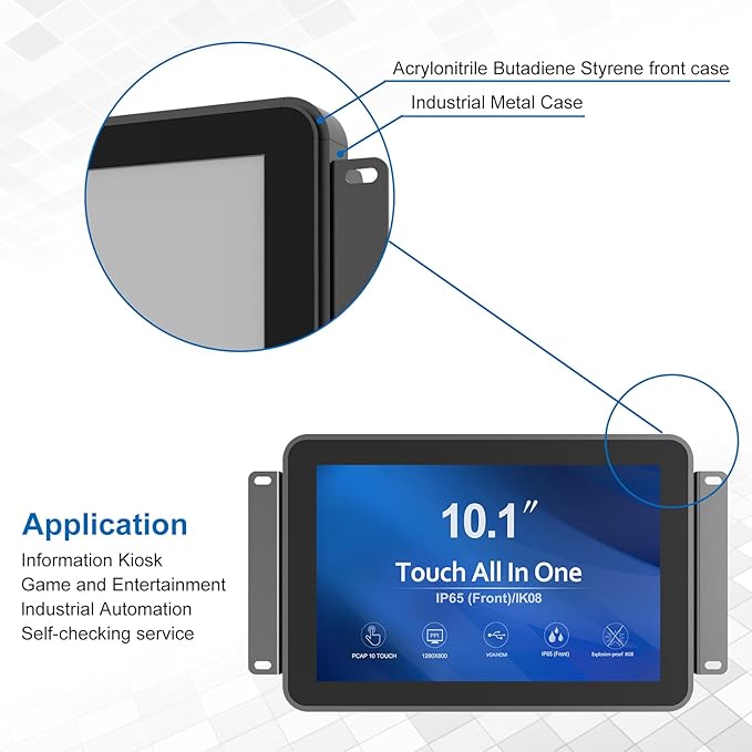 10.1 Inch 1000 Nits Sunlight Readable Multi Touch PCAP Open Frame Touch Screen