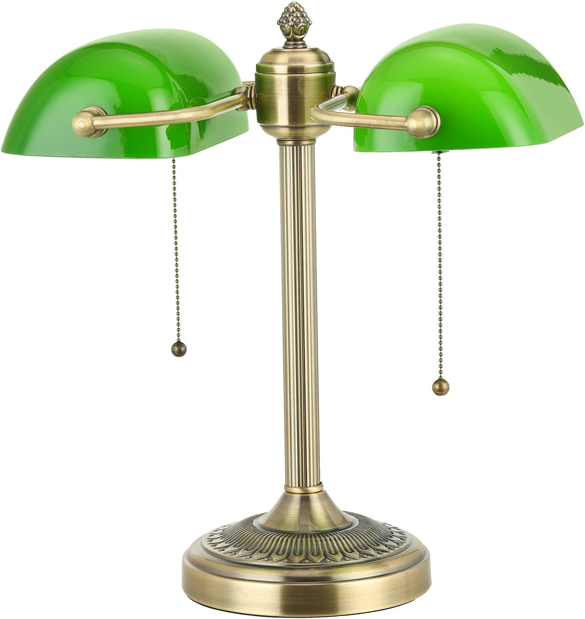 Newrays Green Double Head Glass Bankers Desk Lamp