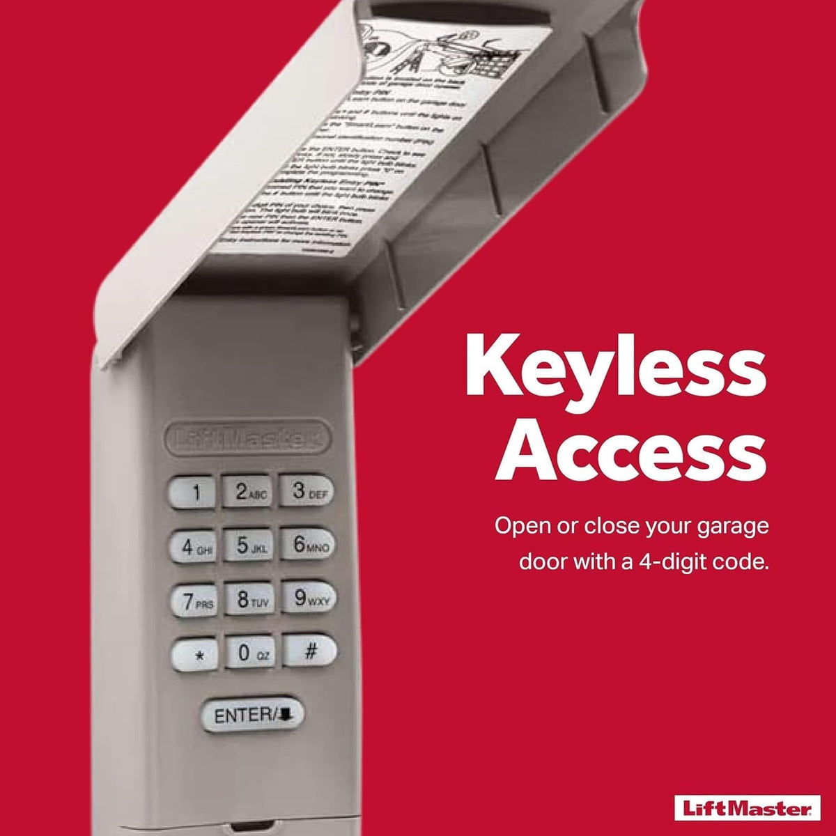liftmaster 878max security+ garage door keypad wireless and showing dimensions
