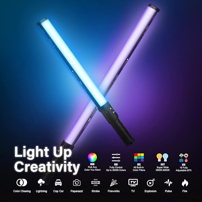 Mettlelite LS400P RGB Pixel LED Light Stick, Handheld Full Color RGBWW