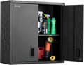 VEVOR Metal Wall Cabinet, 30W x 12.2D x 30H Inch, Steel Floating Hanging Storage Cabinet with Locking Doors and Adjustable Shelf for Garage, Basement, Kitchen, Warehouse Assembly Required, Black