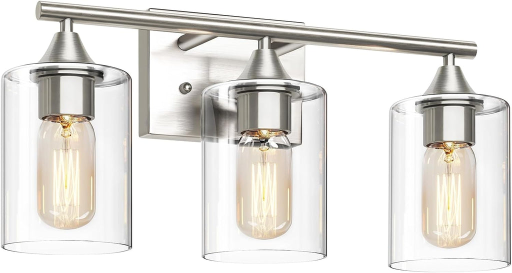 XPEHK 3-Light Bathroom Light Fixtures, Brushed Nickel Vanity Light, Modern
