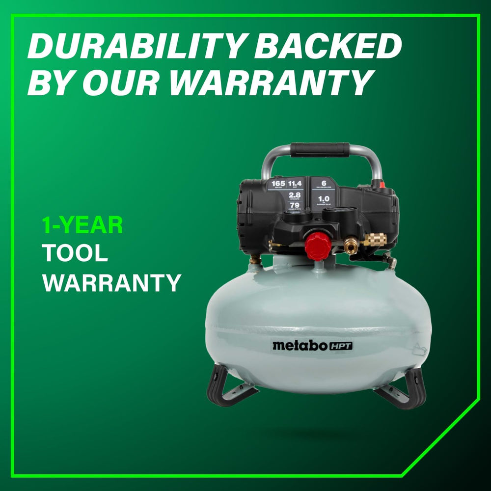Metabo HPT Pancake Air Compressor, 6-Gallon 165PSI, Portable Air Compressor w...