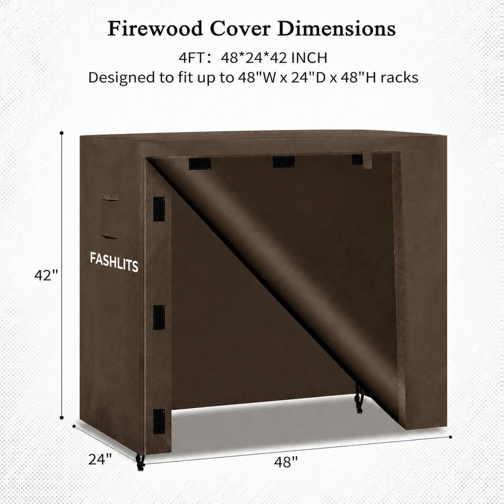 4ft firewood rack cover, waterproof heavy duty 600d, close-up detail