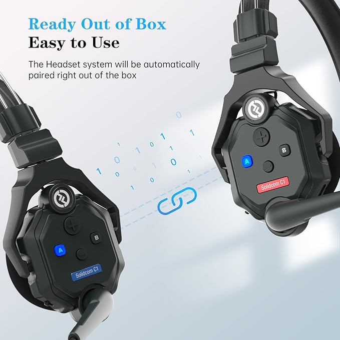 Hollyland Solidcom C1 2 Users 1100ft Full-Duplex Wireless Headset Intercom