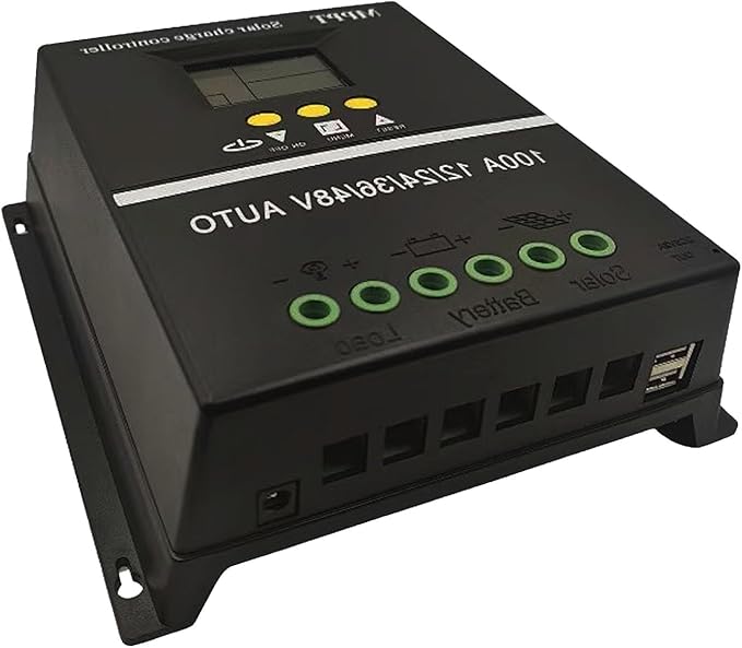 Saooer 100A MPPT Solar Charge Controller, 12/24/36/48V, LCD Display, Dual USB