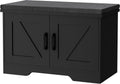 HOMSHO Farmhouse Shoe Storage Bench with 2 Barn Doors & Padded Seat Cushion