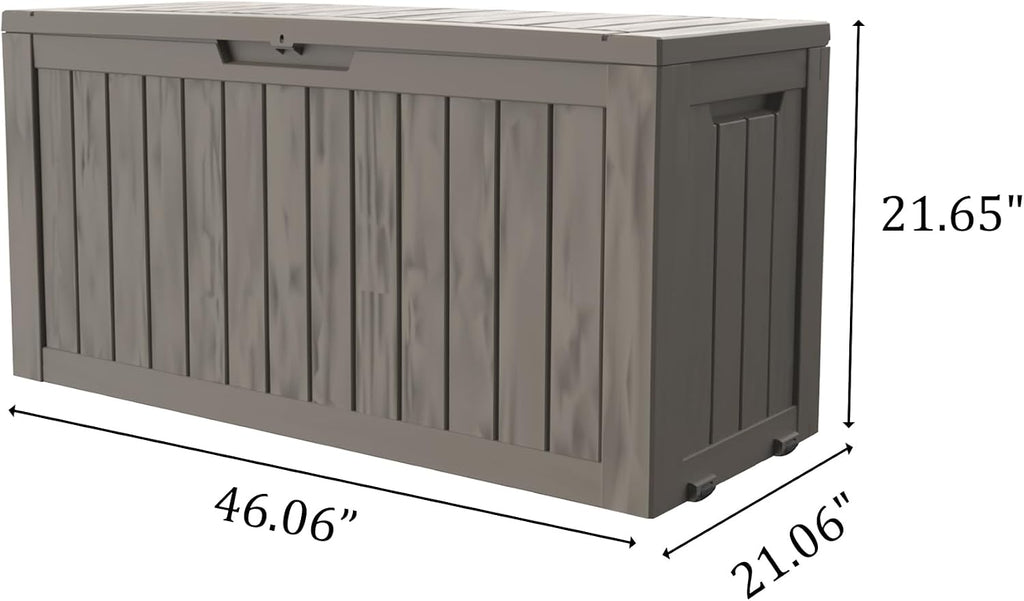 90 gallon outdoor storage with wheels, lockable waterproof, close-up detail