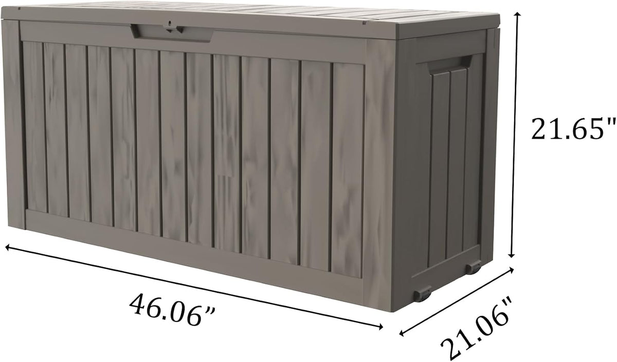 90 gallon outdoor storage with wheels, lockable waterproof, close-up detail
