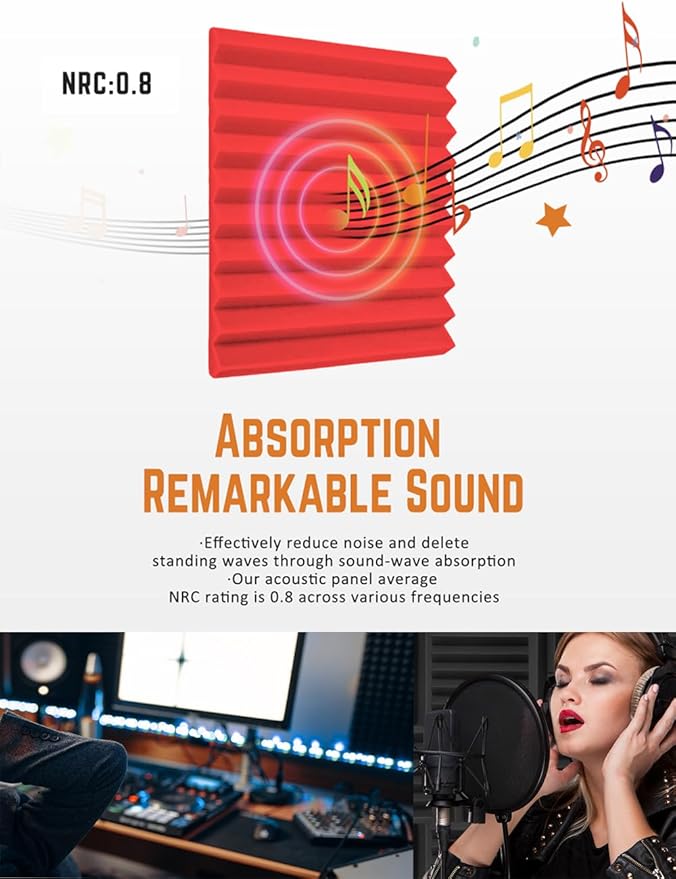 Acoustic Foams Panels 48 Pack 1" x 12"x 12" Sound Proof Foam Panels