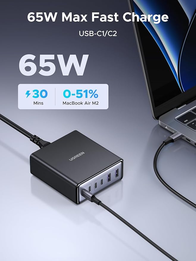 UGREEN 100W USB C Charging Station, 6-Port GaN Desktop Charger
