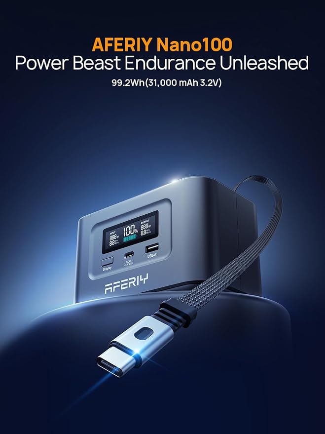 AFERIY 31000mAh Power Bank Station, 100W PD3.0 Laptop Portable Charger