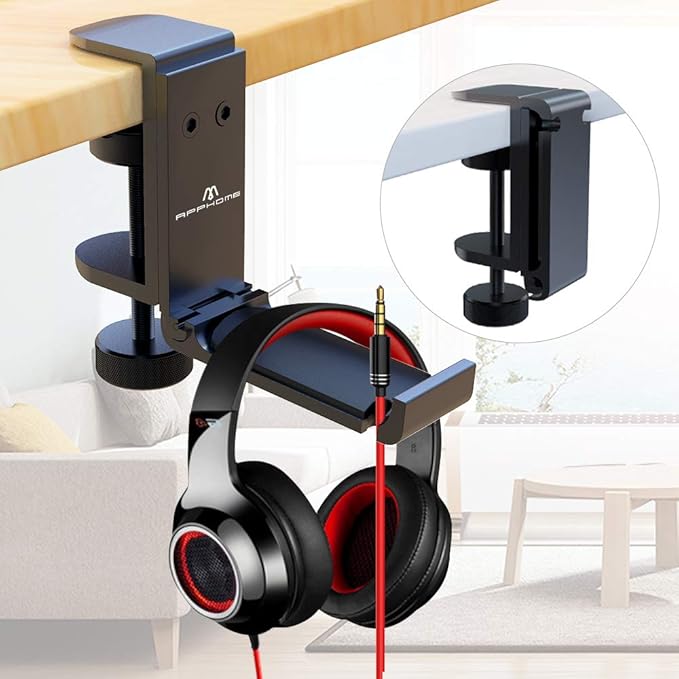 APPHOME 2Pack Upgrade Foldable Headphone Stand Under Desk PC Gaming Headset